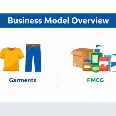 Davin Sons Retail IPO business model showing garment manufacturing and FMCG distribution segments