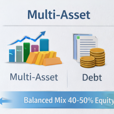 Multi-asset vs hybrid funds allocation comparison showing equity, debt, and asset mix differences.