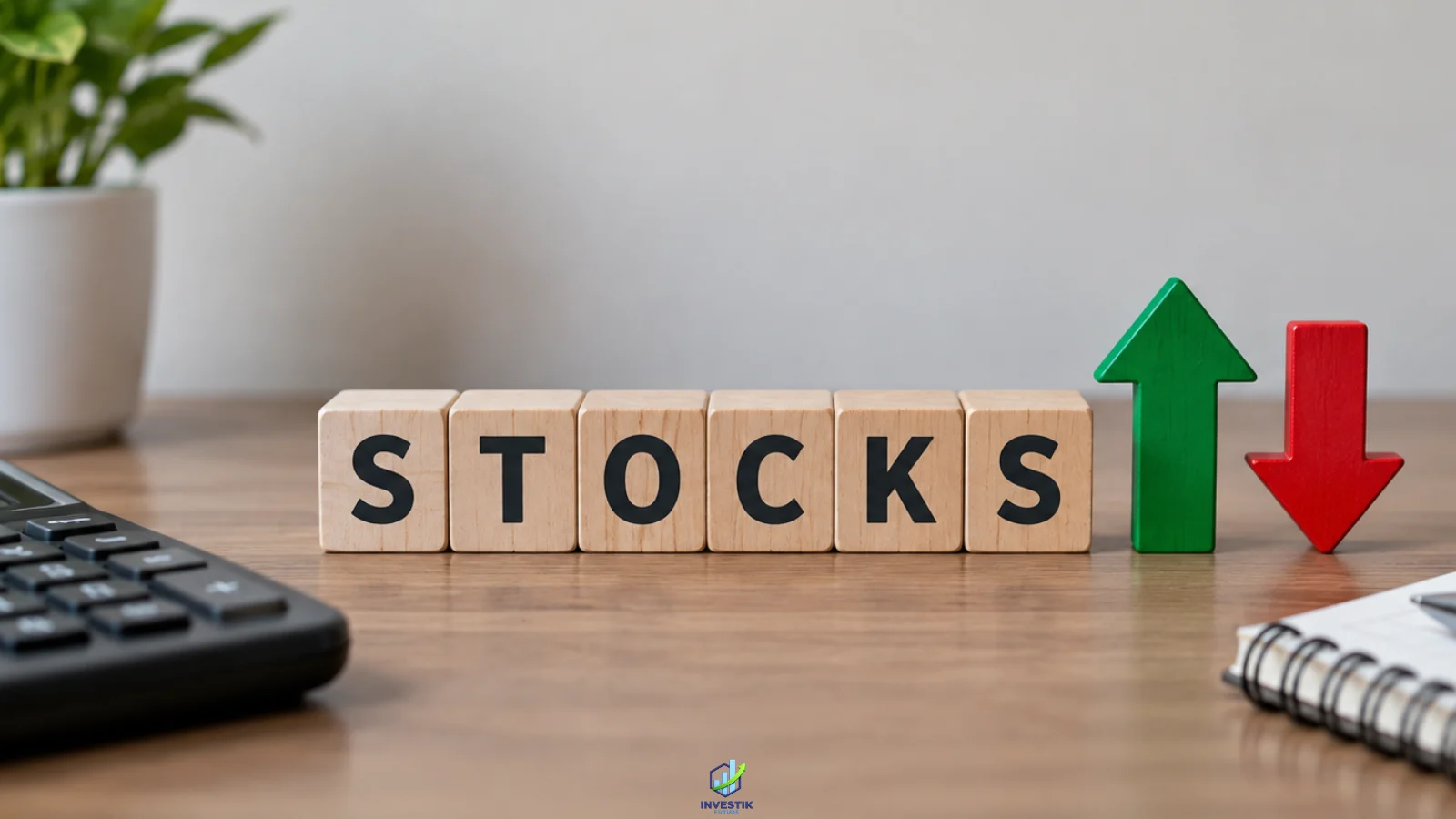 Stock market showing stocks with upward and downward price movements