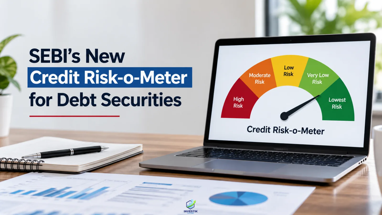 SEBI Credit Risk-o-Meter for debt securities shown on a laptop
